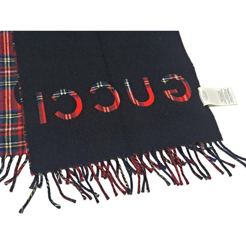 GUCCI（グッチ） 新品同様 マフラー ロゴ タータンチェック チェック