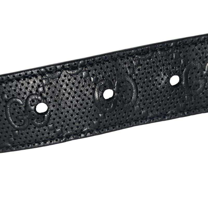 GUCCI（グッチ） ベルト パンチング GG柄 レザー ブラック 474313 黒