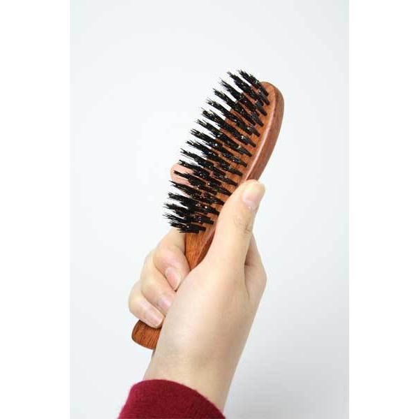 ブラシの平野 ヘアブラシ 携帯用 天然毛 天然木 豚毛 獣毛 艶髪