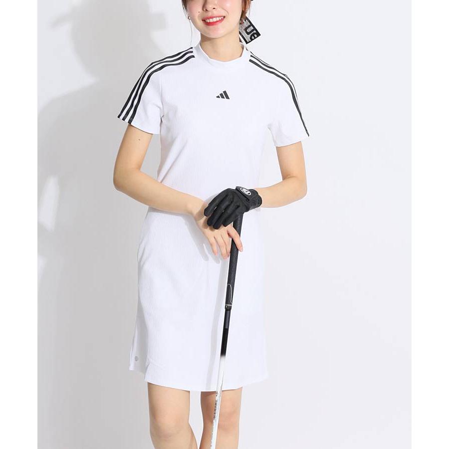 セール中】 アディダスゴルフ スリーストライプス半袖モックネックリブ