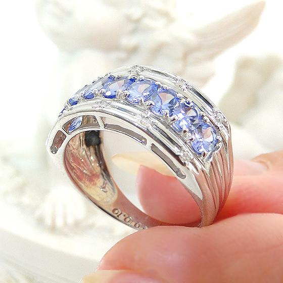 Pt900 タンザナイト ダイヤモンド リング 送料無料 ダイヤ 青い宝石