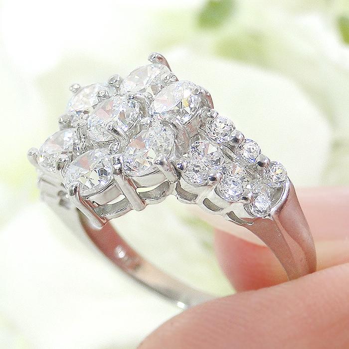 pt900 2.0ct フラワー ダイヤモンド リング レディース 指輪 刻印無料