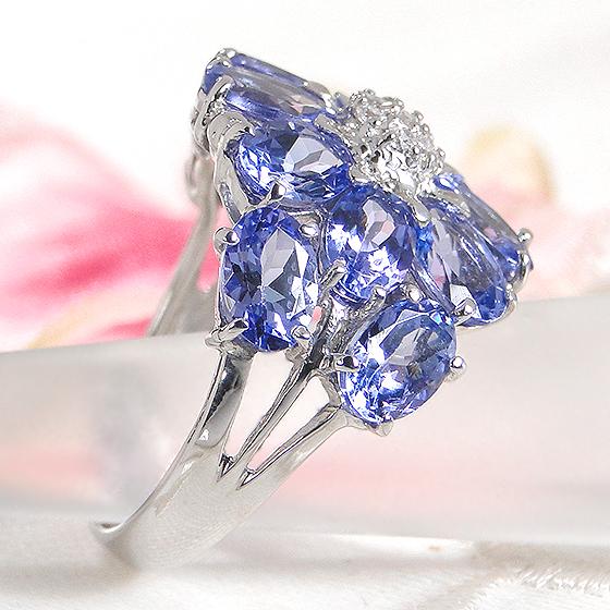 Pt900 タンザナイト ダイヤモンド リング 送料無料 ダイヤ 青い宝石