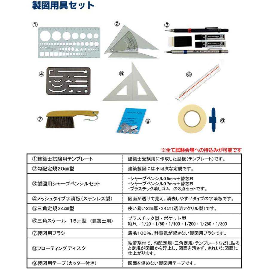DRAPAS 建築士試験対応 製図用具セット : 画材生活 本店-ヤフー