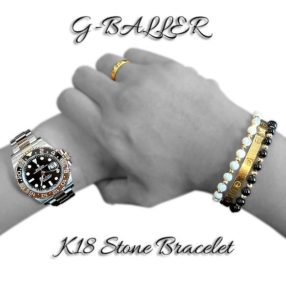 G-BALLER / ジーボーラー】K18 オニキス ビーズブレスレット 18金