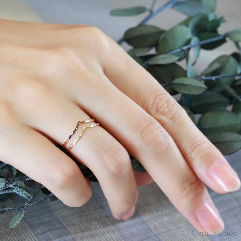 人気商品】 Fine Ring V 18金 K18 リング 指輪 V字 レディース 華奢