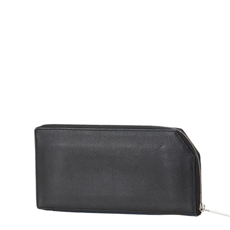 カミーユフォルネ ラウンドジップ 長財布 ブラック ブルー レザー