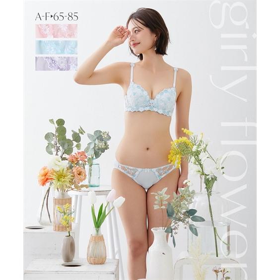 ニッセン（nissen） ブラ＆ショーツ セット (A70/M-D85/LL) ガーリー