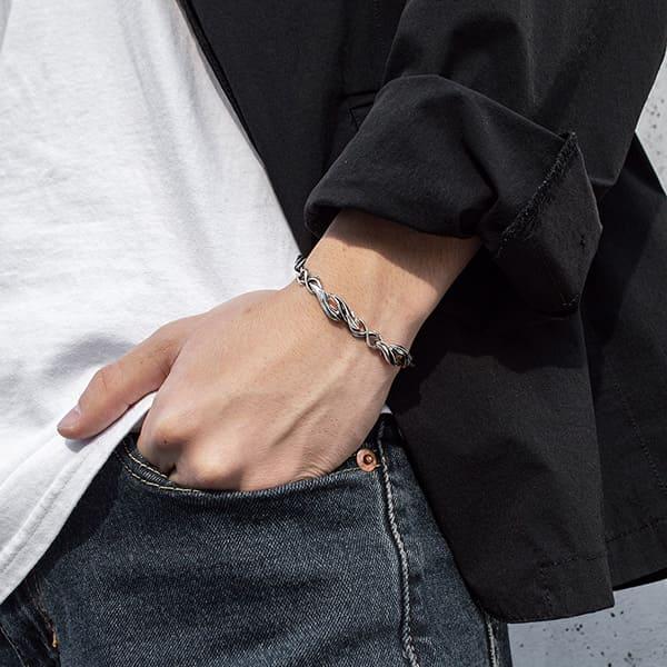 送料無料 メンズ シルバーブレスレット カジュアル 人気 オリジナル