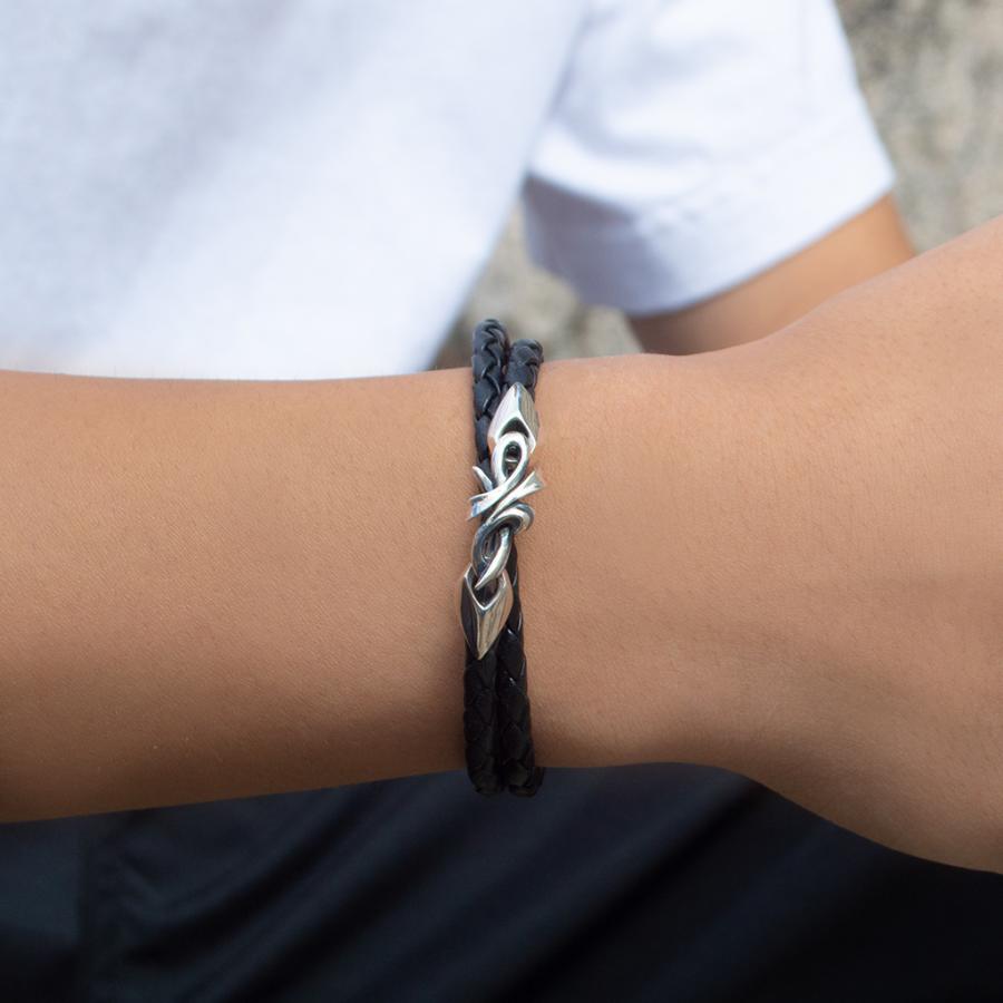 ブレスレット レザー 網革 シルバー925 人気 プレゼント シンプル