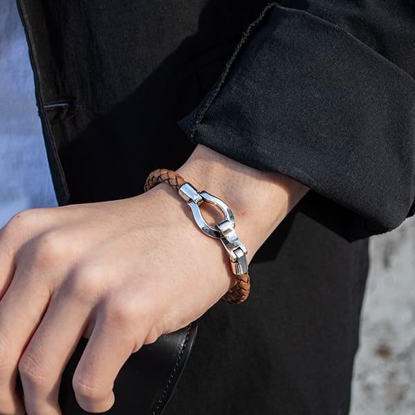 ブレスレット レザー シンプル 馬蹄 ホースシュー シルバー925