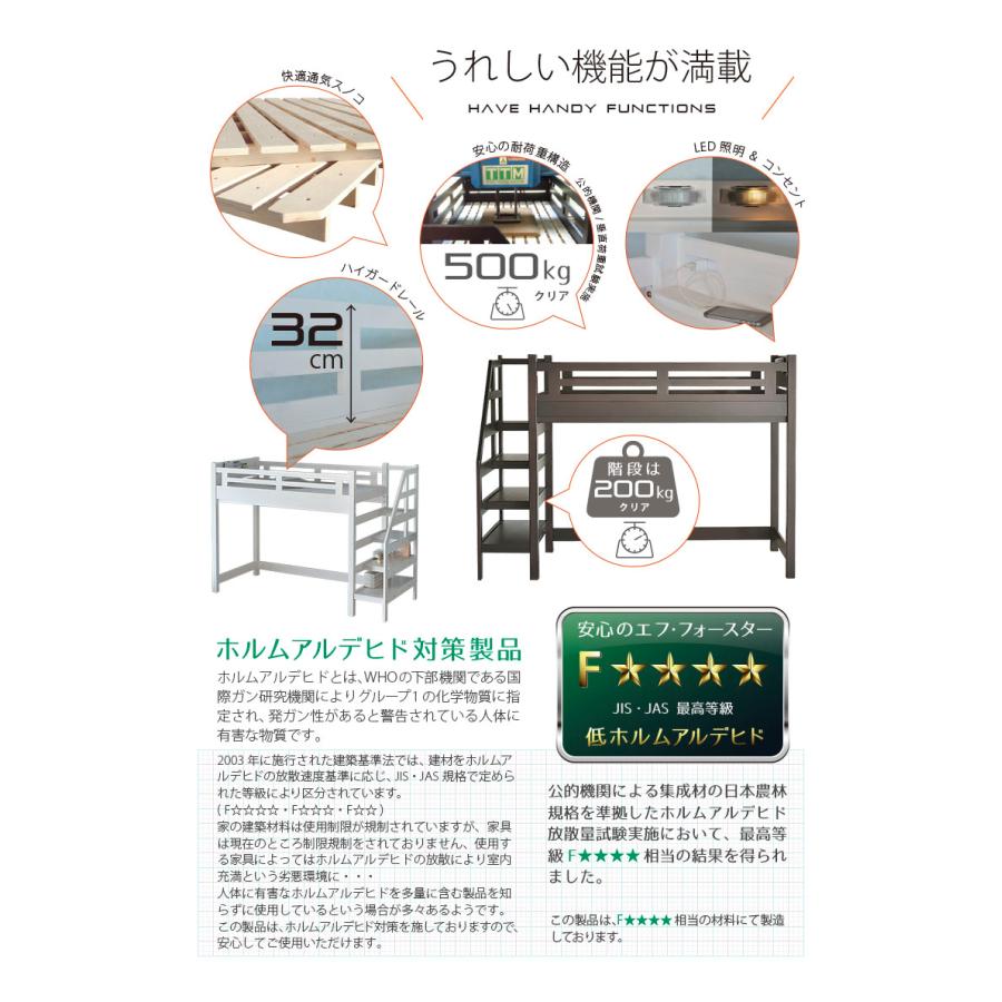 階段付きロフトベッド 1,000円OFFクーポン エスパス 宮棚付 耐荷重