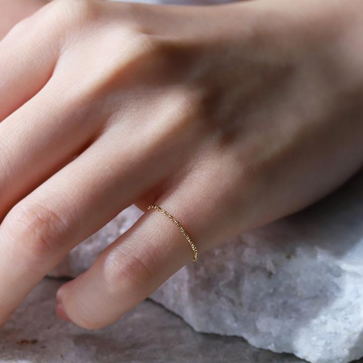 DEVAS 18金 リング k18 ピンキーリング k18リング チェーンリング