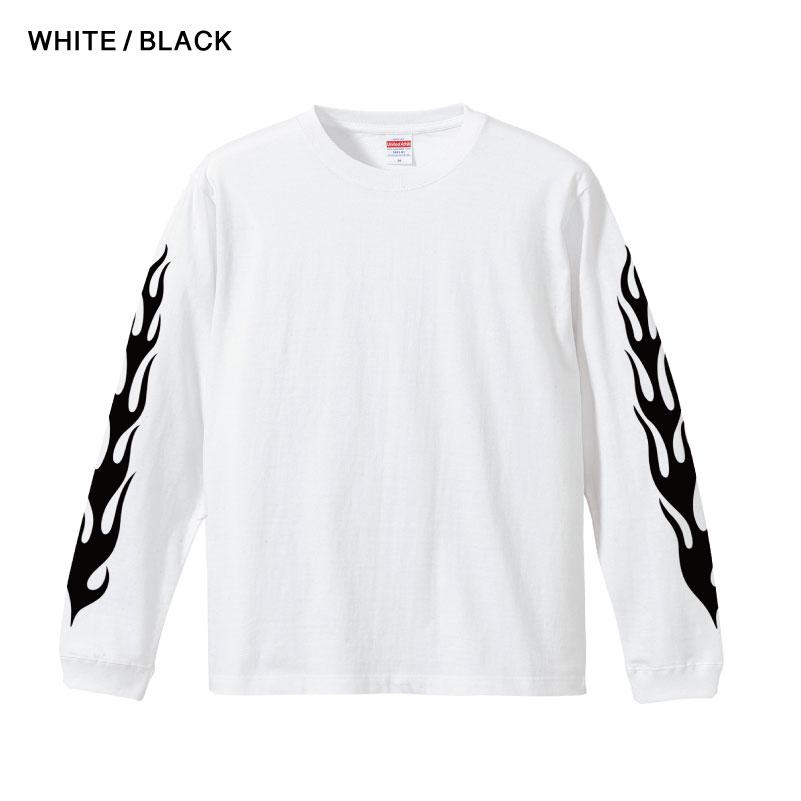 FLAME フレイム ロンT 1.6インチリブ 袖プリント ファイヤーパターン