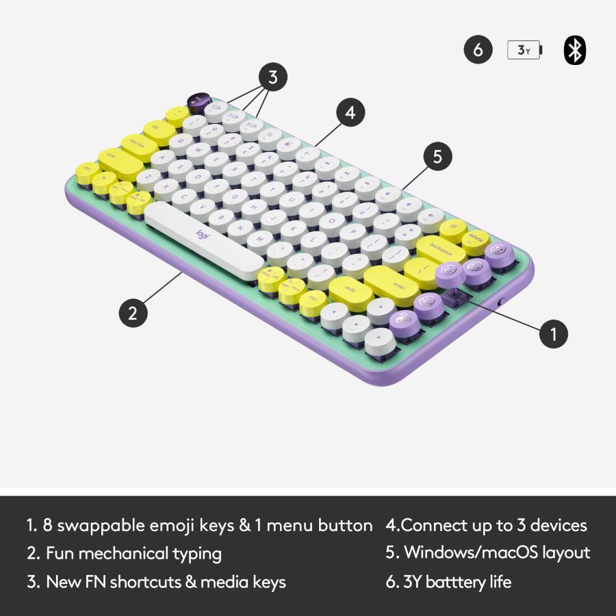 ロジテック Logitech Pop Keys Purple メカニカル ワイヤレス