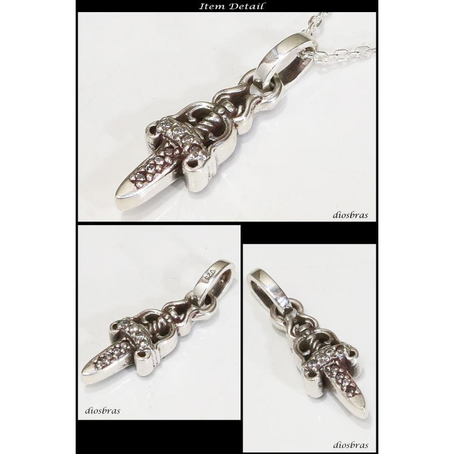 ダガー ペンダント トップ ジルコニア 剣 ネックレス シルバー 925