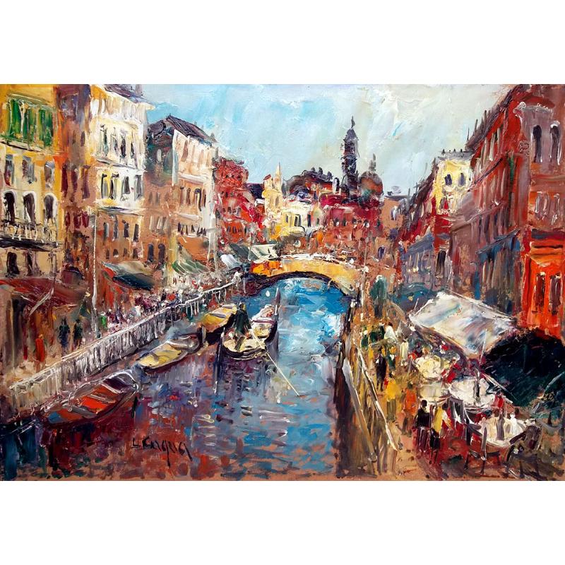 イタリア風景 絵画 油絵 チェルクア 作 「ベネチア」 風景画