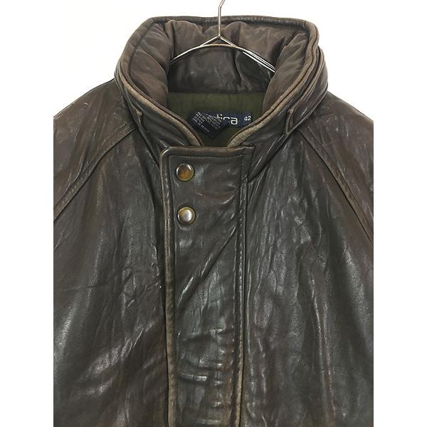 古着 90s Nautica 2way 本革 オール レザー ジャケット ブルゾン 42