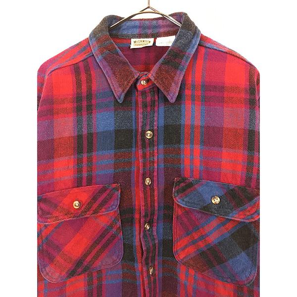古着 90s FIVE BROTHER カラフル チェック ヘビー フランネル コットン