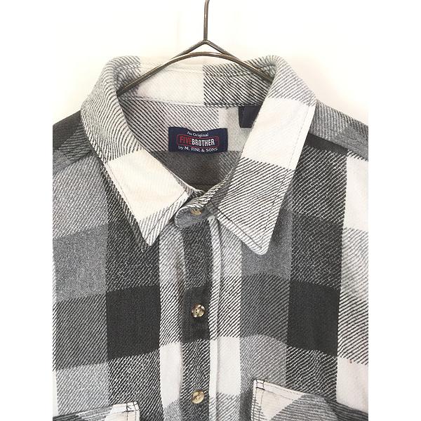 古着 90s FIVE BROTHER 好配色 ブラック × ホワイト ブロック チェック