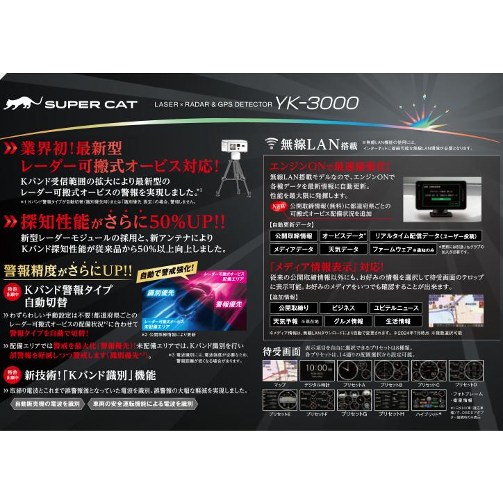 SUPER CAT YK-3000 ユピテル レーザー＆レーダー探知機 スーパー