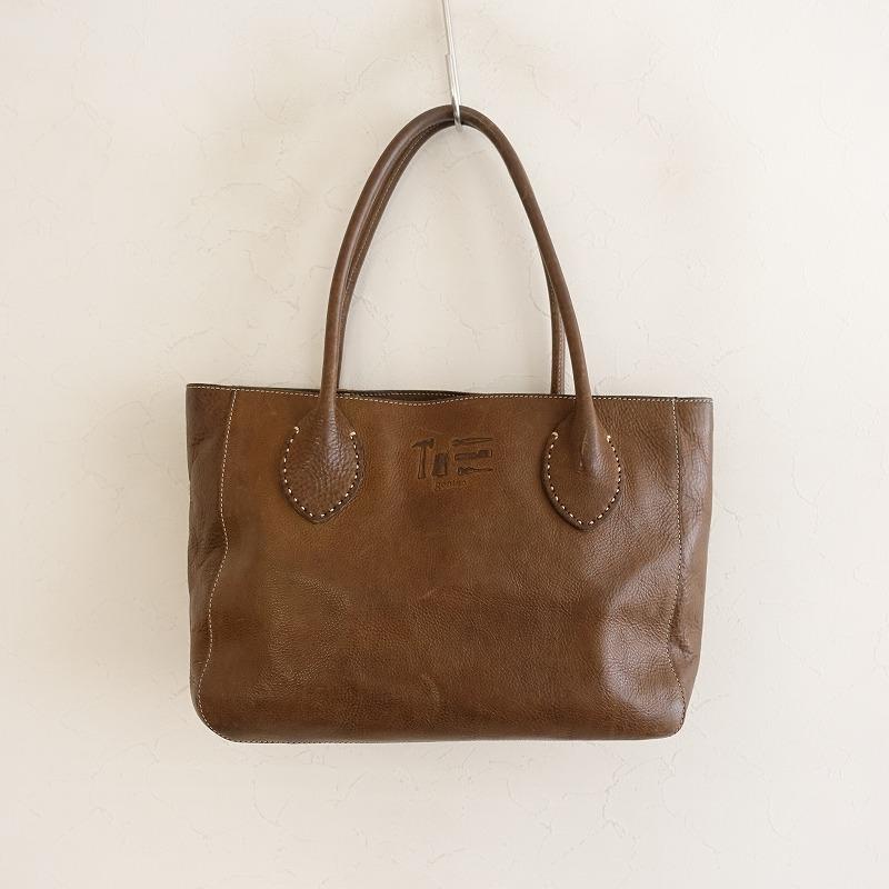 ゲンテン genten *工具ロゴレザートートバッグ*手提げブラウン牛革皮革