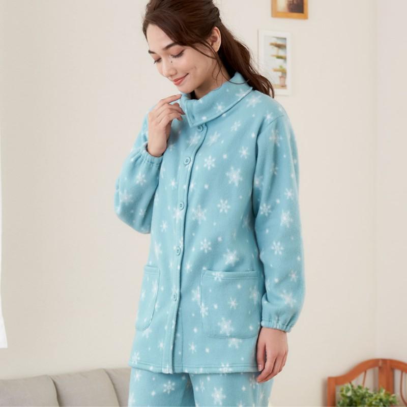 パジャマ レディース 冬 暖かい ハイネック 長袖 あったか フリース 前