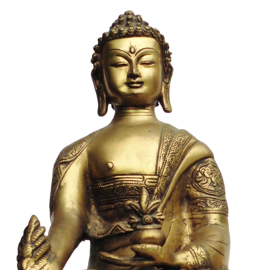 仏像 ネパール仏像 真鍮製 薬師如来像 68 : アジア雑貨ビンゴ - 通販