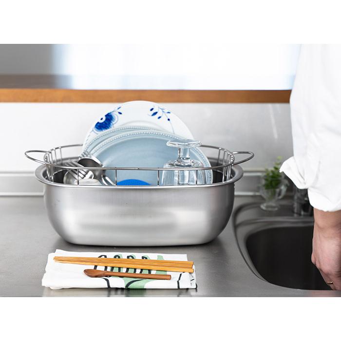 下村企販 燕三条 ステンレスの水切りかご付き洗い桶 燕三条 日本製