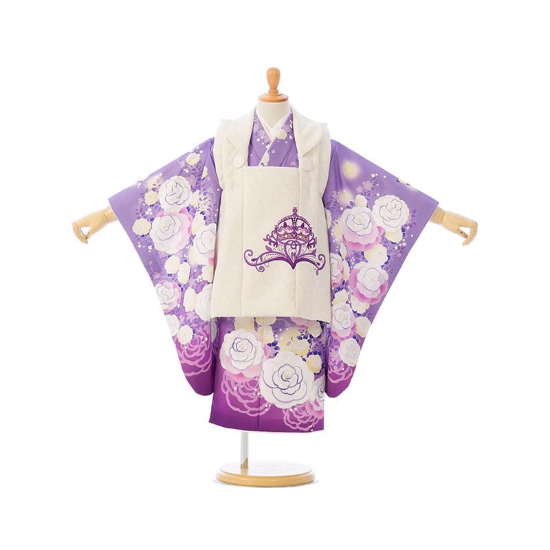 被布セット|90〜100cm|七五三着物3歳|女の子(被布)フルセット(紫系