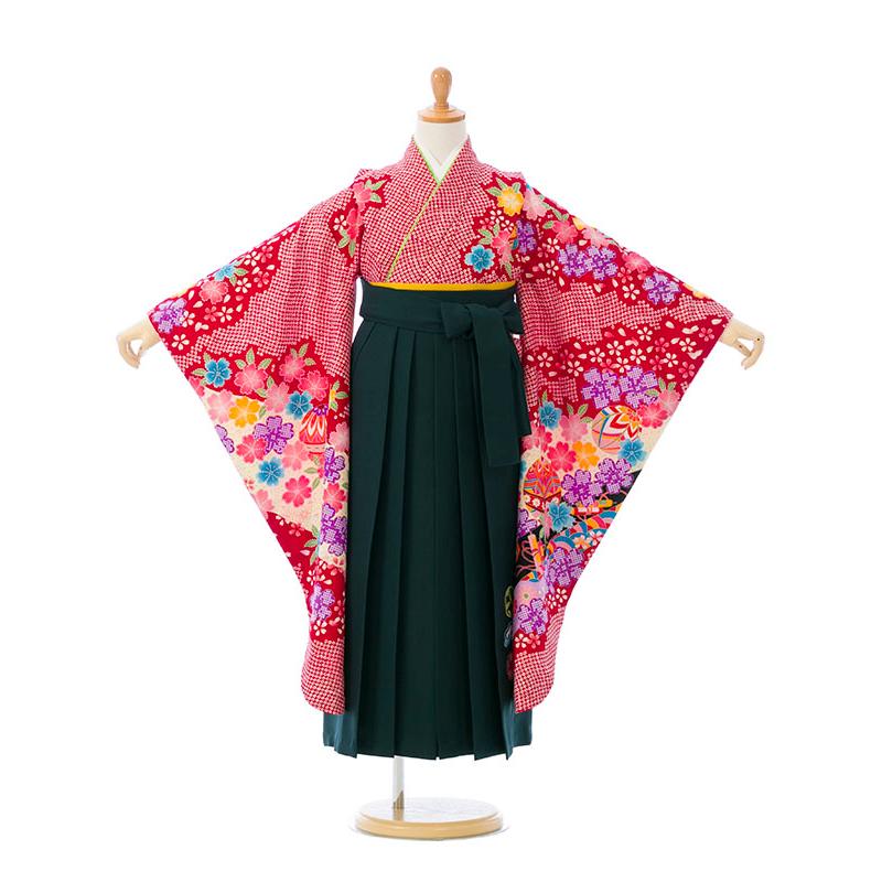 卒園袴|110〜120cm|卒園式袴レンタルフルセット(赤系)|女の子(卒園式袴