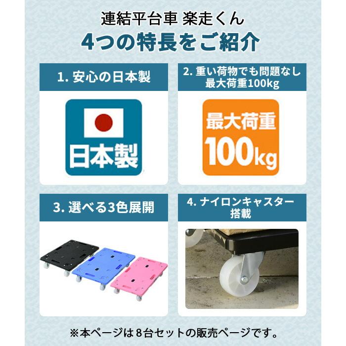 NITTO 平台車 連結 8個組 楽走くん ナイロンキャスター 幅60奥行40cm