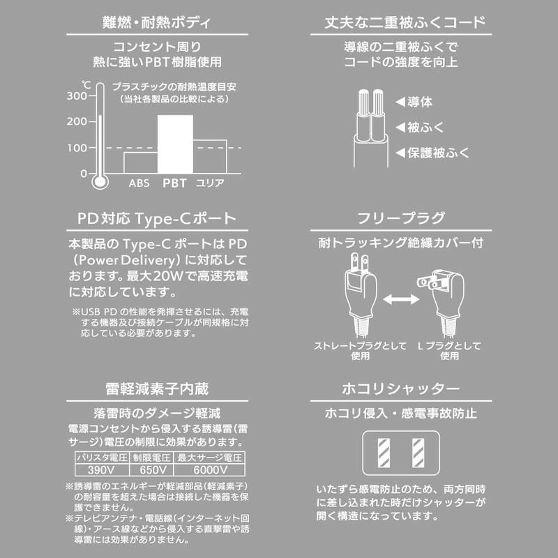 OHM（オーム電機） 電源タップ 4個口節電タップ USBポート付き 2m｜HS