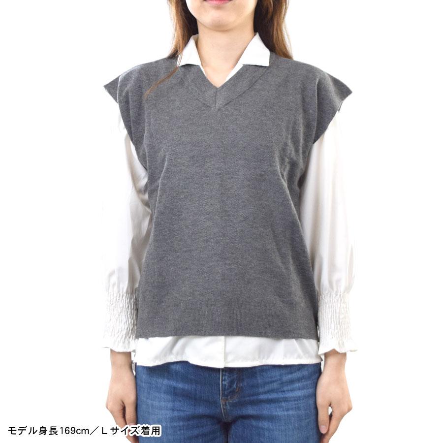 ニットベスト Vネック ショート丈 ベスト レディース トップス