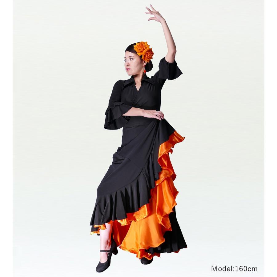 フラメンコ バタデコーラスカート （赤・オレンジと白） 38 フラメンコ