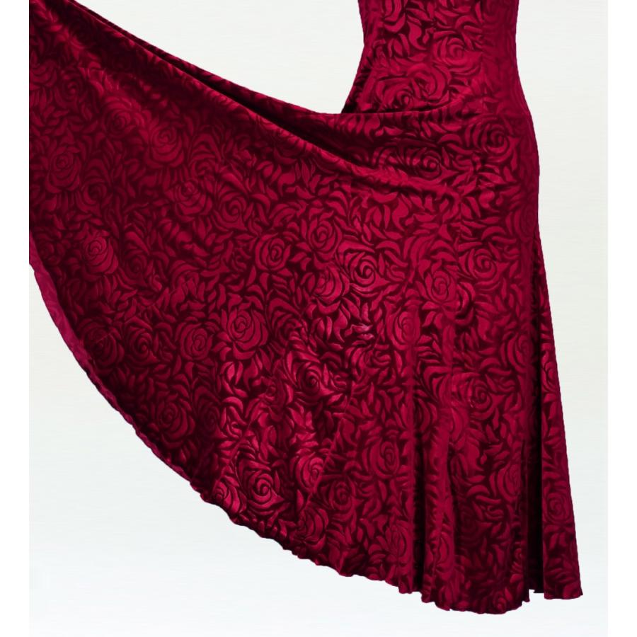 フラメンコ ローズベルベット ワンピース ワイン フリーサイズ