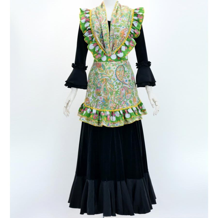 フラメンコ ピキージョ・エプロンセット ペイズリー イエロー×グリーン