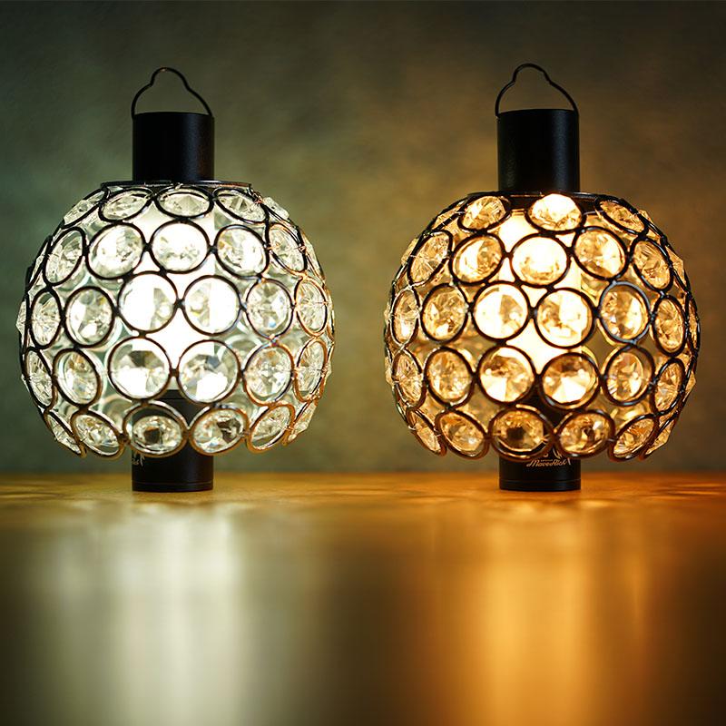 ランタンシェード レトロボール シルバー ブラック クリスタル