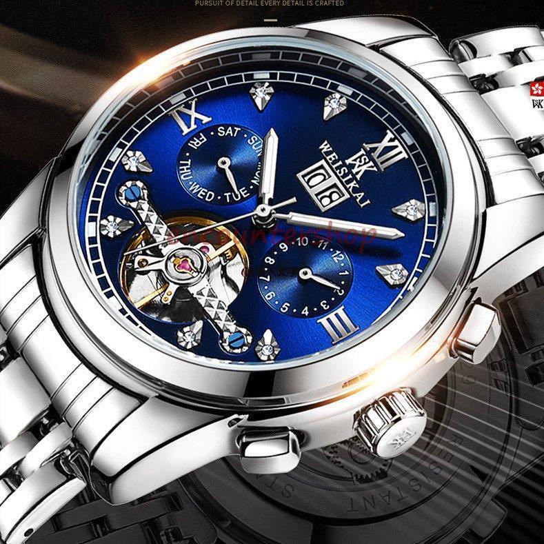 腕時計 父の日 メンズ シルバー ブランド ブルー おしゃれ 防水 高級