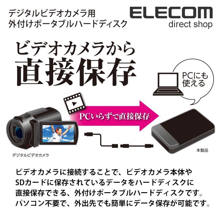 ELECOM（エレコム） デジタルビデオカメラ向け 外付けHDD ポータブル