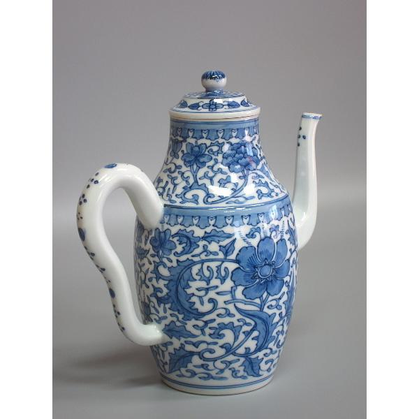 青華牡丹唐草紋水注 井上春峰造 本体のみ : 茶道具商 越中屋 - 通販