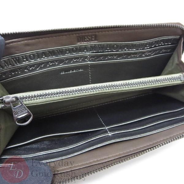 DIESEL ディーゼル ブラウン レザー ラウンドファスナー 長財布 メンズ