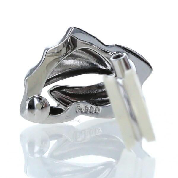 K14WG Pt900 ホワイトゴールド プラチナ イヤリング 羽 フェザー