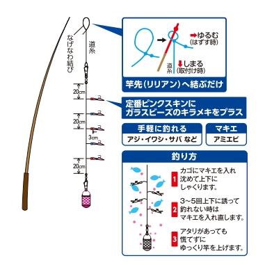 Hayabusa（ハヤブサ） かんたん ノベ竿用 下カゴサビキセット 5本鈎