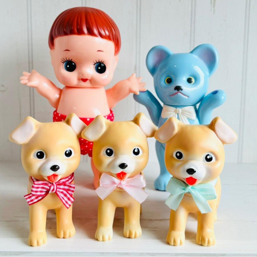 レトロドール 復刻版 クマちゃん 蛍光ピンク レトロ・ソフビ人形