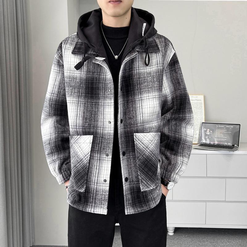 チェック柄シャツジャケット 裏ボア ブルゾン メンズ 裏起毛ジャケット