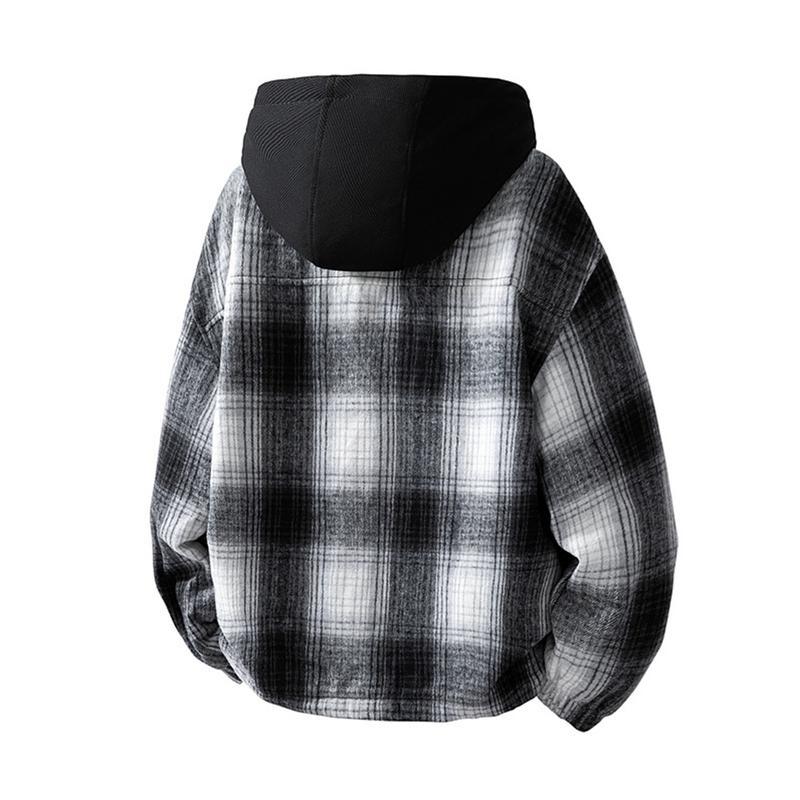 チェック柄シャツジャケット 裏ボア ブルゾン メンズ 裏起毛ジャケット