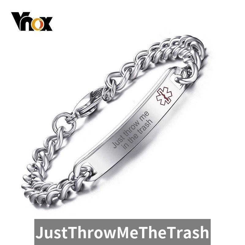 ブレスレット メンズ レディース メディカルアラート ステンレス ID