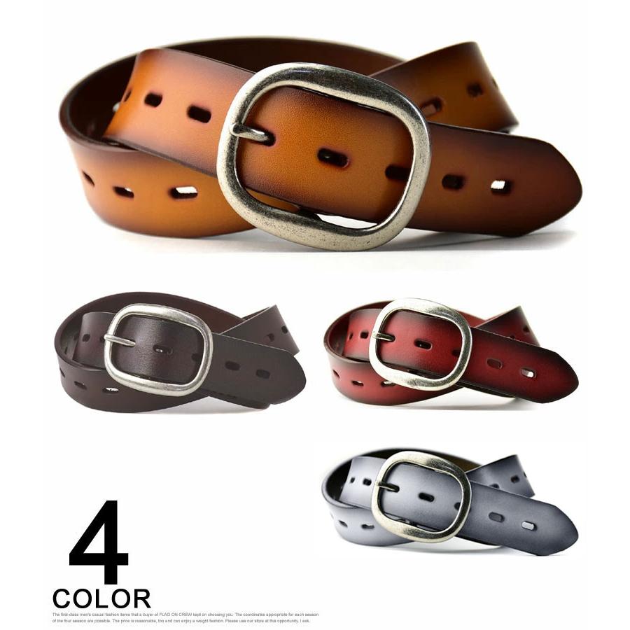 FLAG ON CREW ベルト メンズ レザーベルト バックルオーバル型 本革