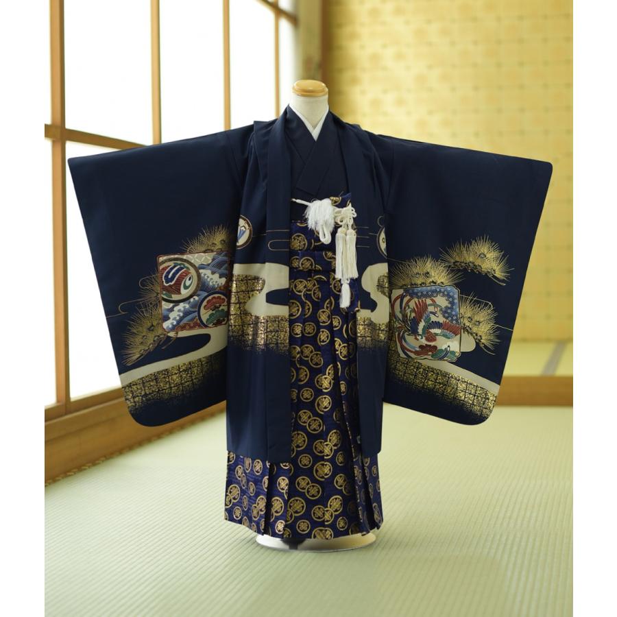 身長 107cm〜120cm 七五三 レンタル 5歳 男の子 紺富士にカブト身長